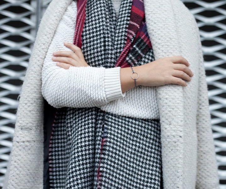 Look n°70 – Manteau Doudou & Echarpe plaid –