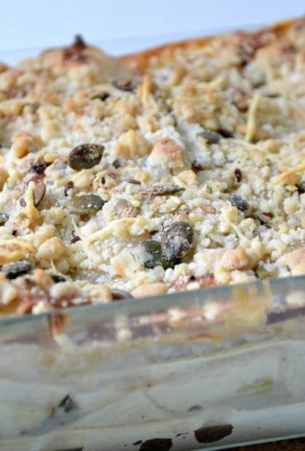 -Lasagne Truite/poireaux et crumble aux graines-