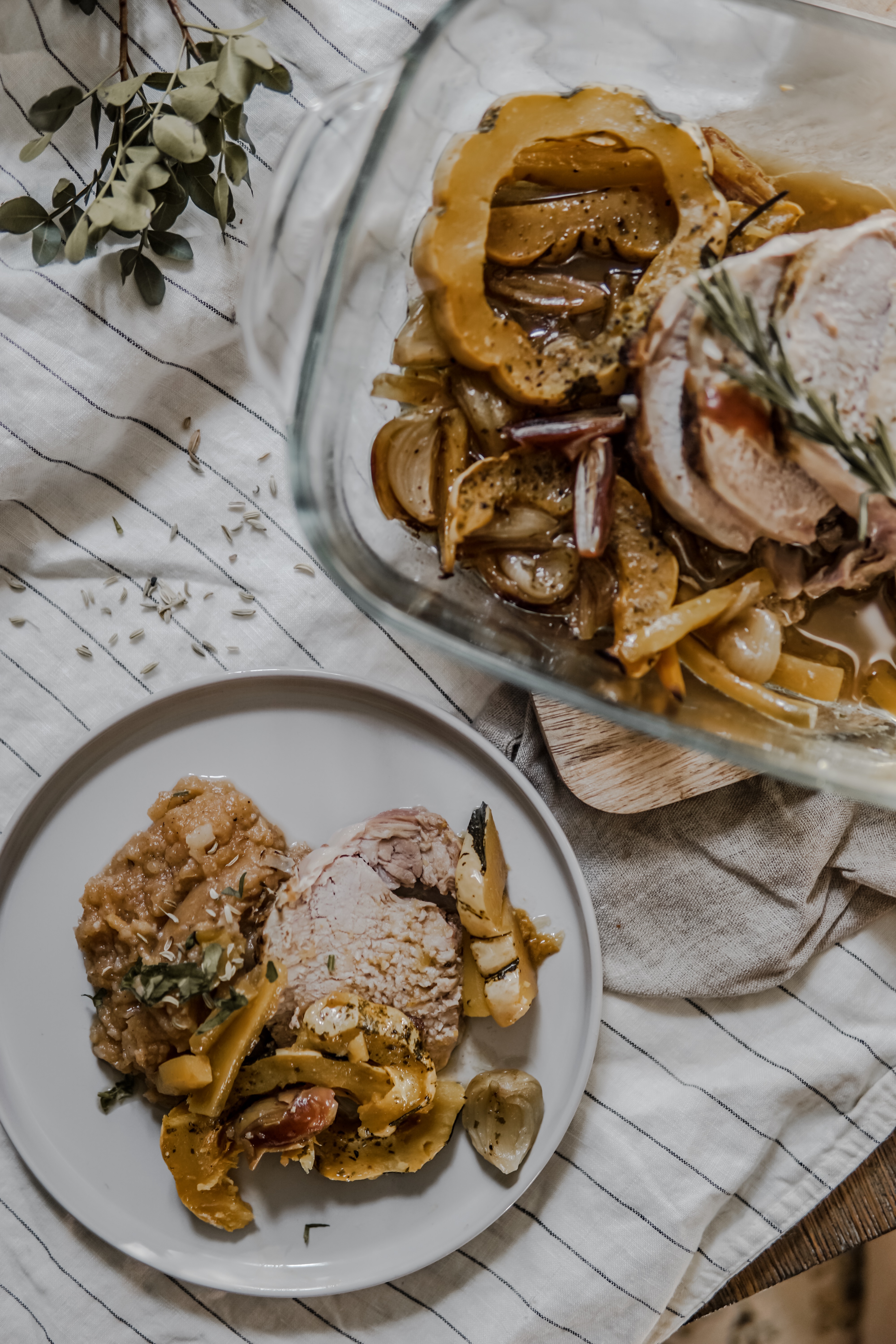Rôti aux patidou et purée de rutabaga et topinambour aux épices.