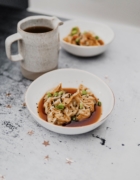 Menu de Noël Vegan; Ragout de Jack fruit aux morilles