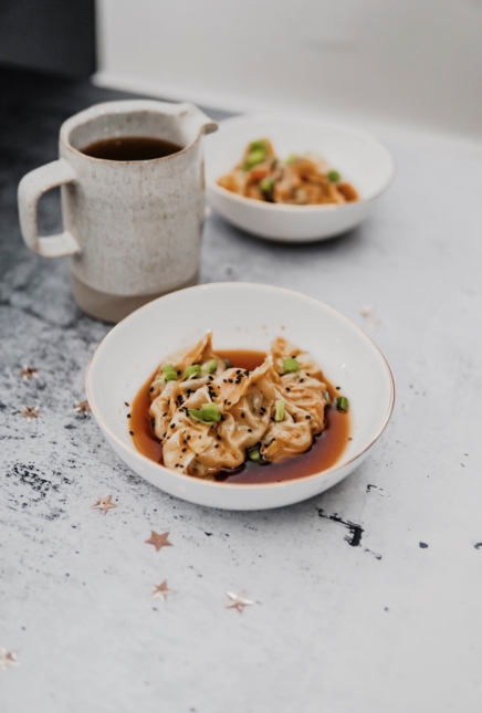 Menu de Noël: Dumplings vegan et bouillon au yuzu
