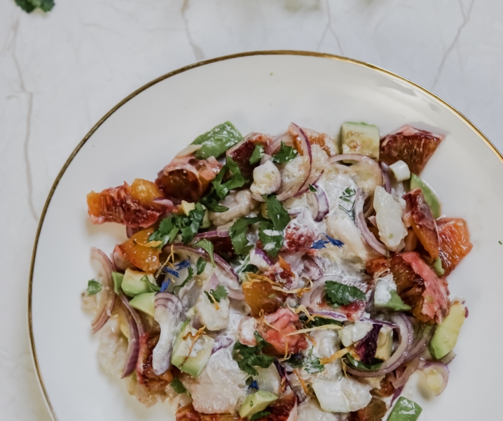 Prêt en 10 min: Ceviche de poisson au lait de coco et orange sanguine