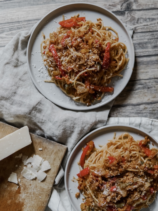 Spaghetti  inspiration Bolognaise d’hiver (Vegé – option Vegan)