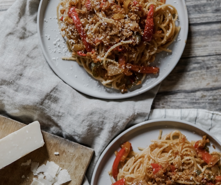 Spaghetti  inspiration Bolognaise d’hiver (Vegé – option Vegan)