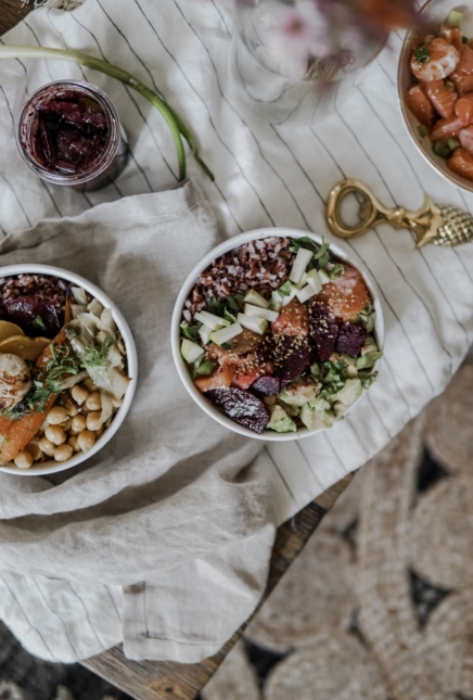 Deux idées de bols heatlhy et de saison: poke-bowl et buddha-bowl