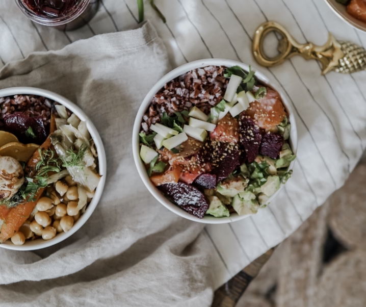 Deux idées de bols heatlhy et de saison: poke-bowl et buddha-bowl