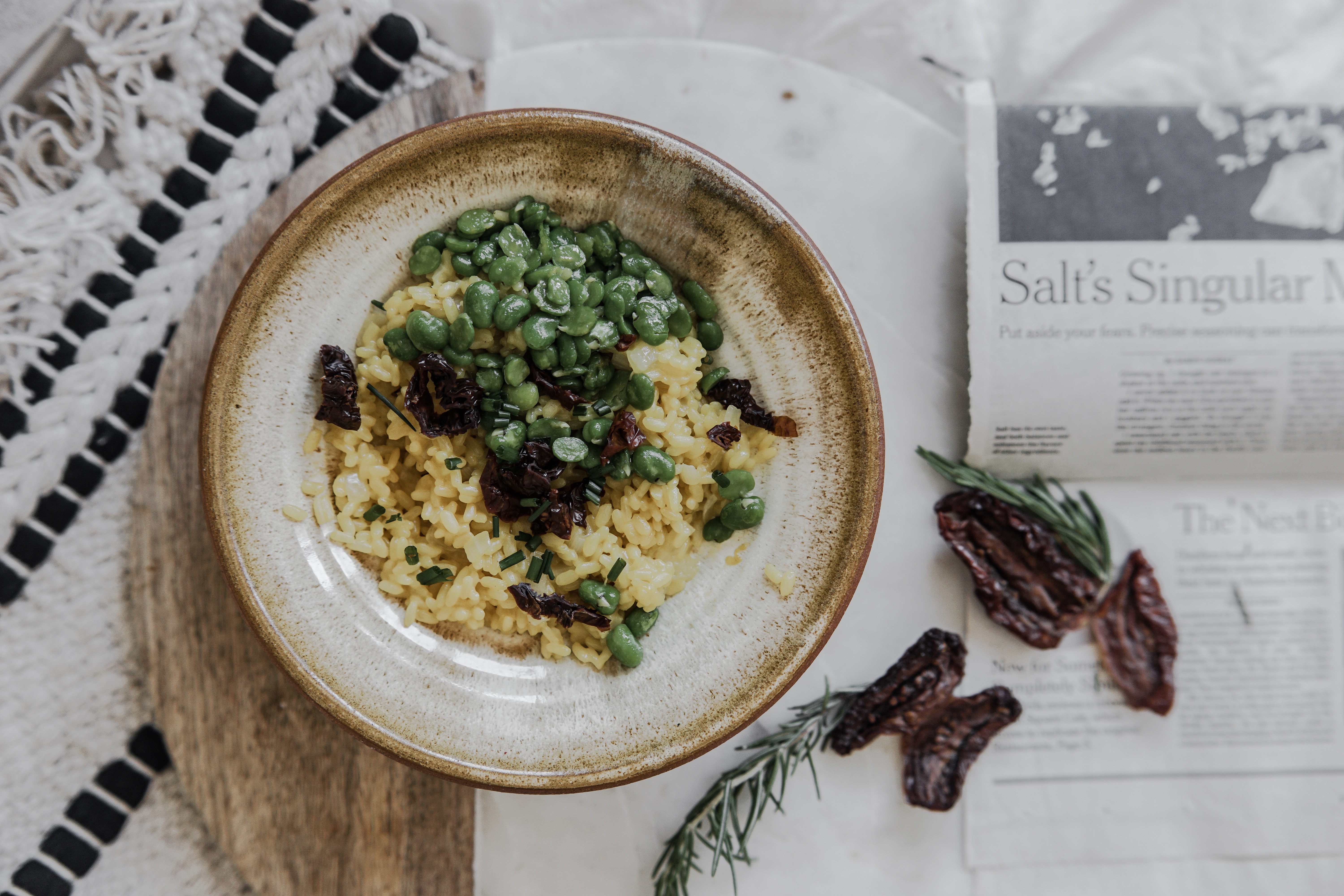 Risotto aux tomates séchées et fèves