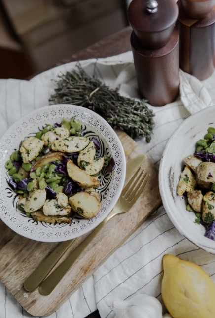 Salade de fèves et poulet parfaite pour le printemps