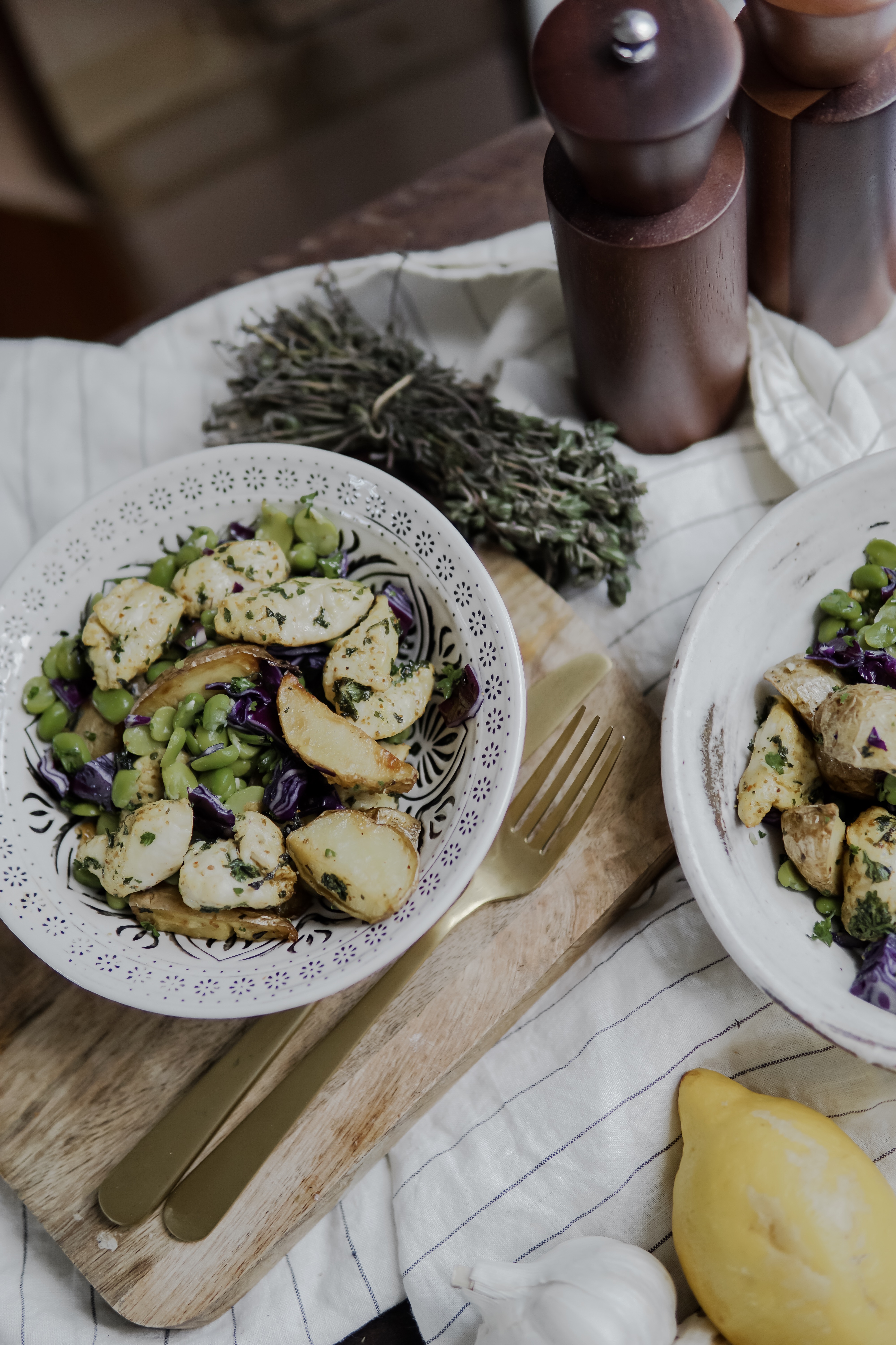 Salade de poulet au fèves