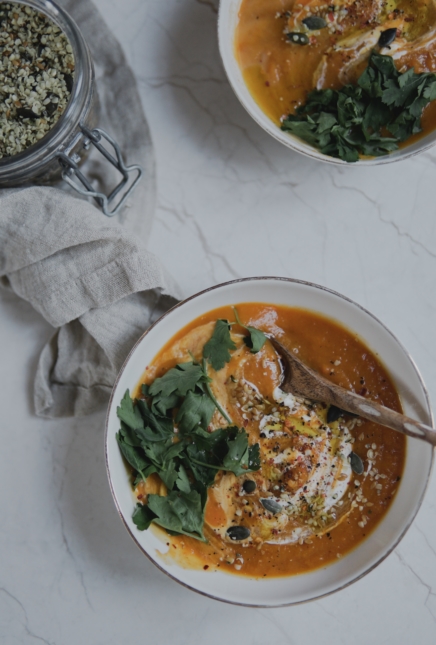 Soupe butternut / patate douce / carottes