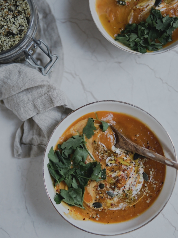 Soupe butternut / patate douce / carottes