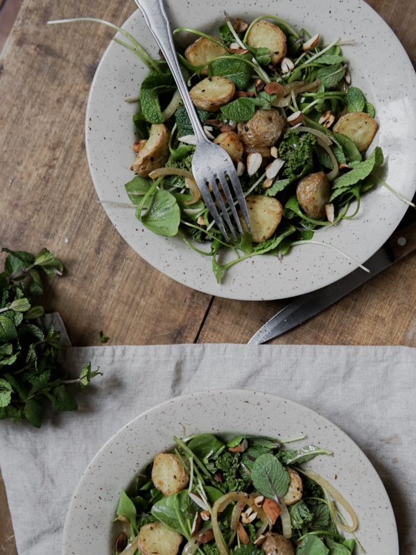 Salade pomme de terre/ pourpier et menthes