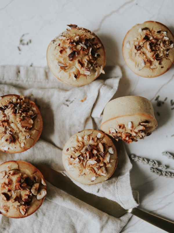 Muffins bergamote, noisettes miel et lavande