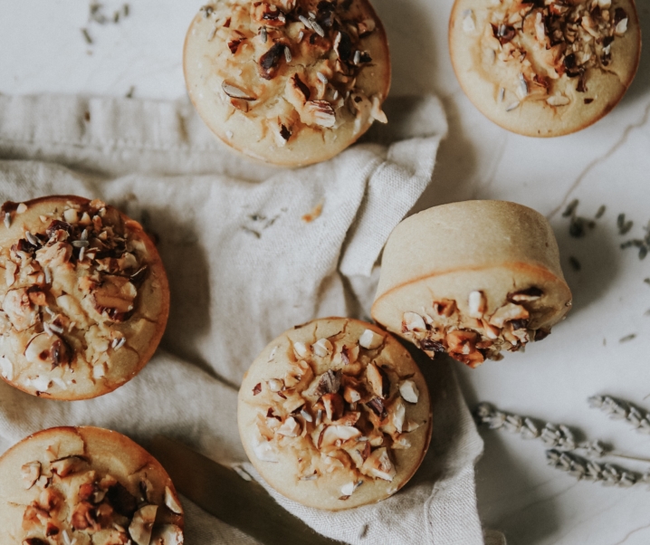 Muffins bergamote, noisettes miel et lavande
