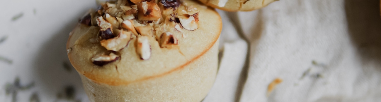 Muffins bergamote, noisettes miel et lavande