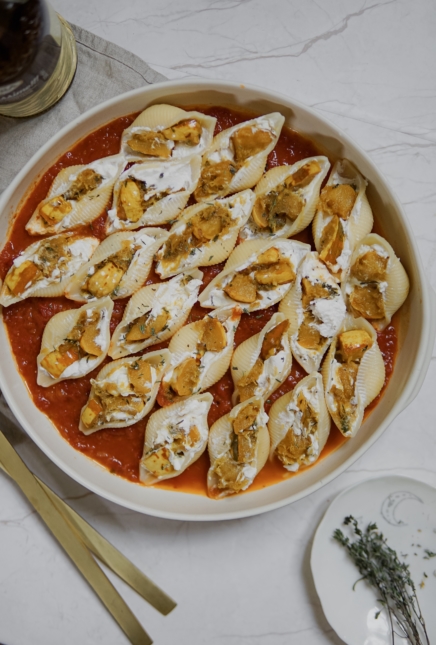 Conchiglionis farcis Ricotta/chèvre et patidou