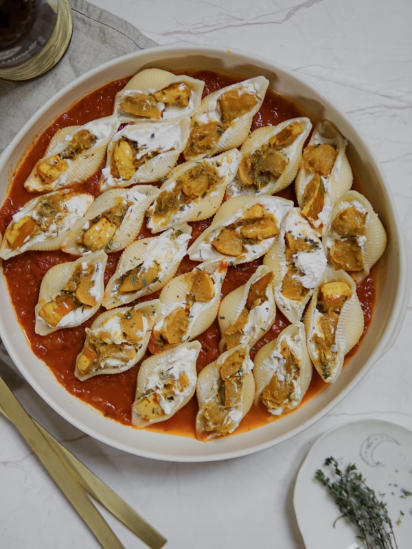 Conchiglionis farcis Ricotta/chèvre et patidou