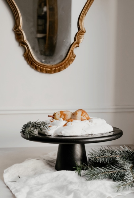Menu de Noël, dessert : Pavlova aux poires