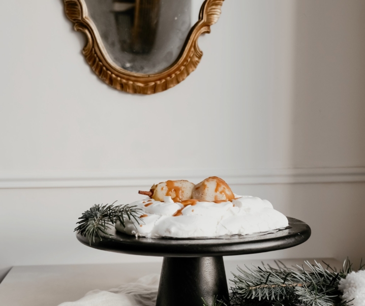 Menu de Noël, dessert : Pavlova aux poires