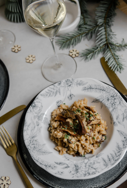 Menu de Noël, plat: Risotto de mont d’or aux cèpes