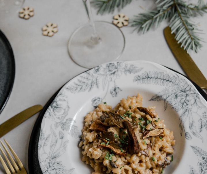 Menu de Noël, plat: Risotto de mont d’or aux cèpes
