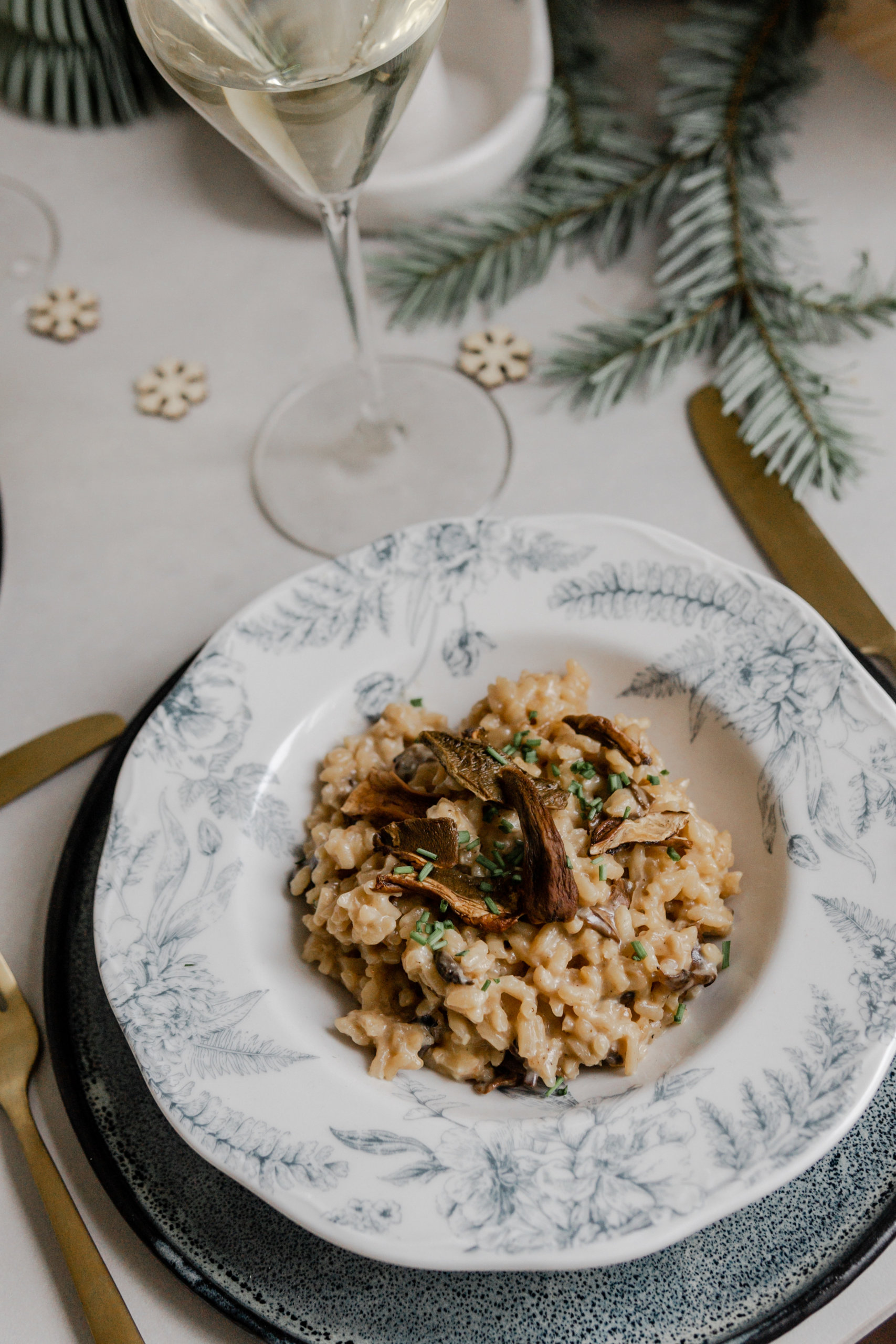 Menu de Noël, plat: Risotto de mont d'or aux cèpes